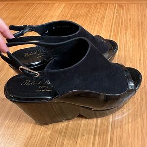 Robert Clergerie Patent and Suede Wedges sz 39